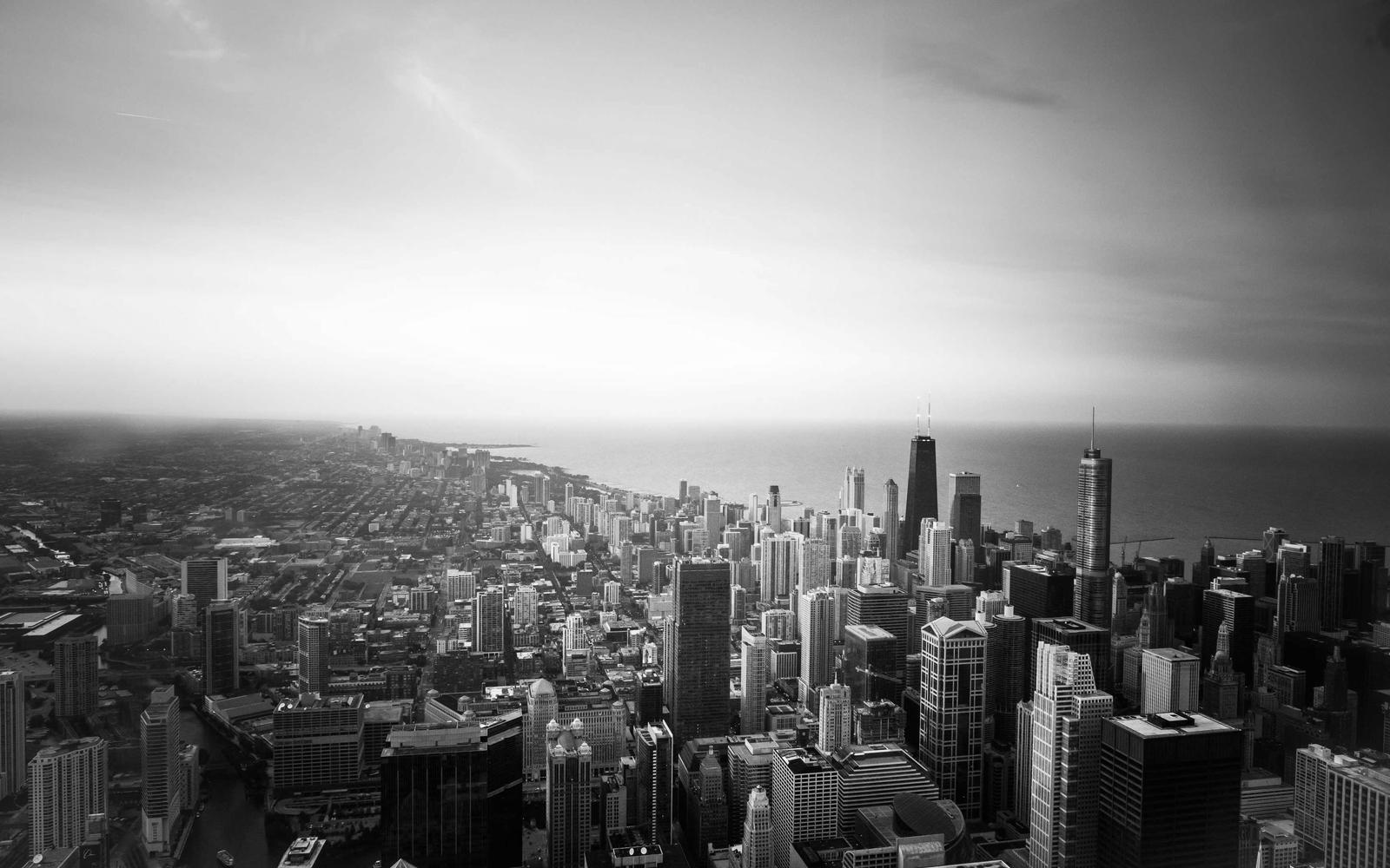 Dense city skyline seen from above
