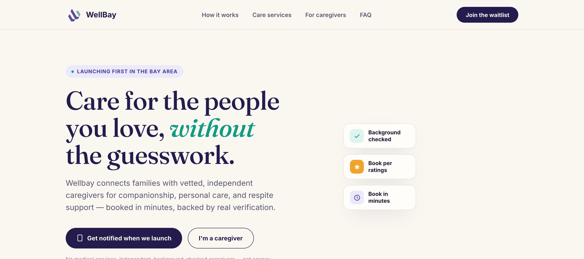 Wellbay homepage: Care for the people you love, without the guesswork
